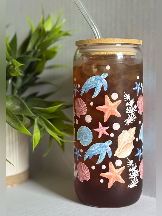 Shyblue Studio Other - Coastal Glass Can Cup – 16oz 🌊